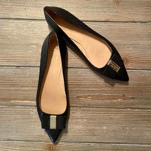 Kate Spade Black Textured Flats with Gold Detail